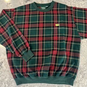 Vintage 90s The Masters Golf Plaid Green and Red Sweater